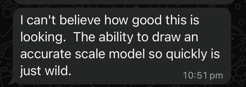 Welder recommending CAD60 for quick fabrication drawings in a WhatsApp chat